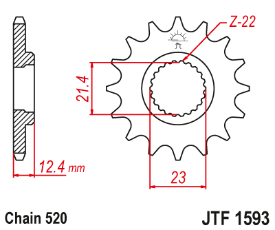 JT SPROCKETS gear wheel JTF1593.14 (205414jt)